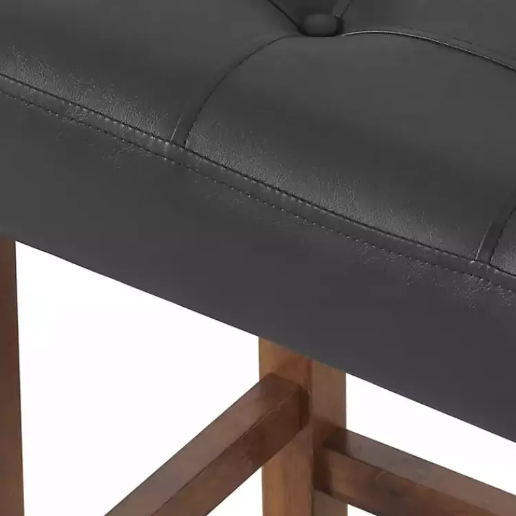 Bar Stools & Counter Height Stools-Kirklands Home Black Faux Leather Madison Walnut Stool Bar