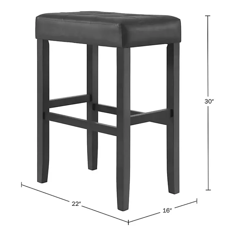 Bar Stools & Counter Height Stools-Kirklands Home Faux Leather Tufted Madison Bar Stool Black