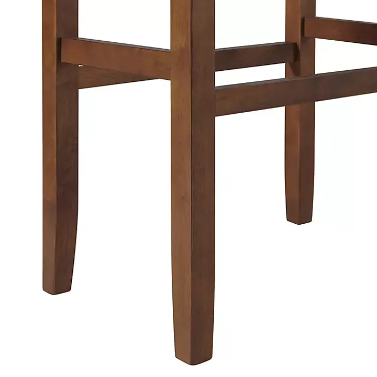 Bar Stools & Counter Height Stools-Kirklands Home Faux Leather Madison Walnut Bar Stool Tan