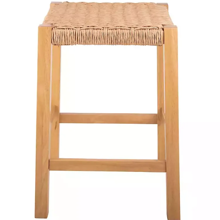 Bar Stools & Counter Height Stools-Kirklands Home Newport Natural Wood and Rattan Counter Stool Brown