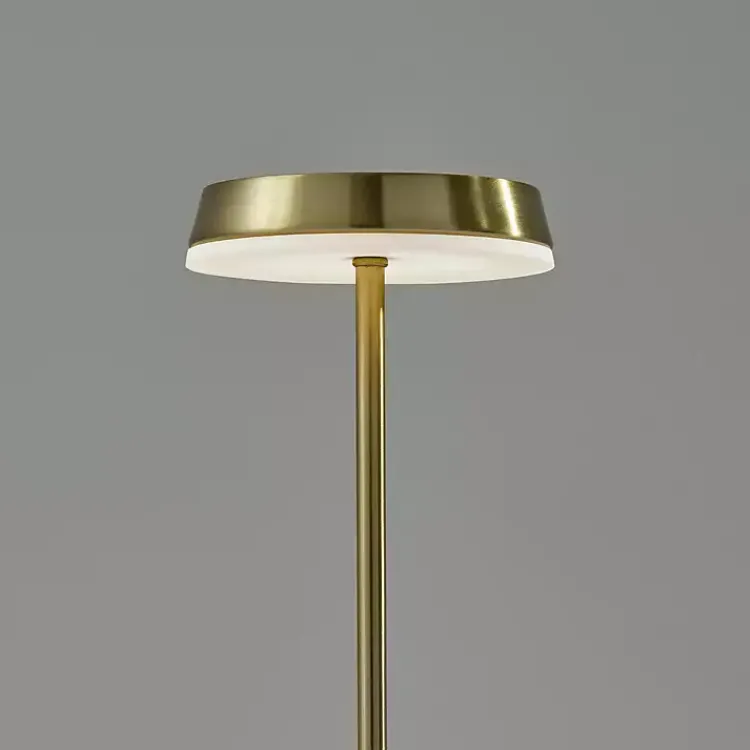 Outdoor Lighting-Kirklands Home Brass Metal Disc Frosted Light Cordless Table Lamp Gold