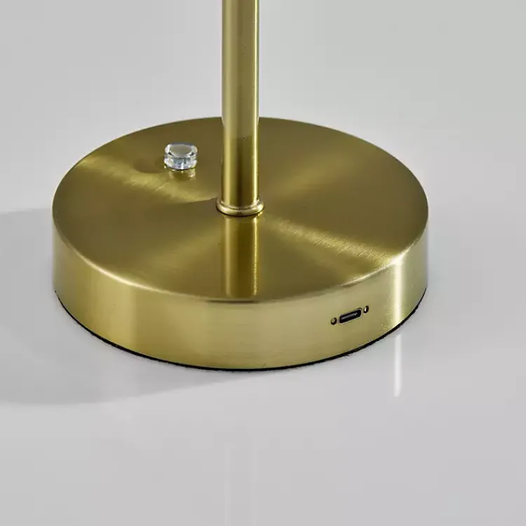 Outdoor Lighting-Kirklands Home Brass Metal Disc Frosted Light Cordless Table Lamp Gold