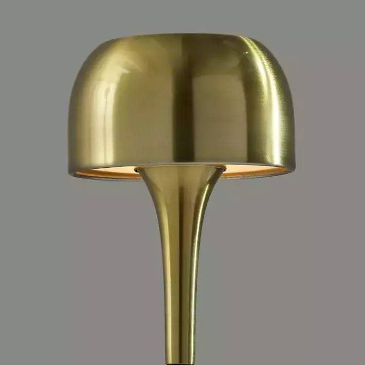 Outdoor Lighting-Kirklands Home Brass Tapered Dome Frosted Light Cordless Lamp Gold