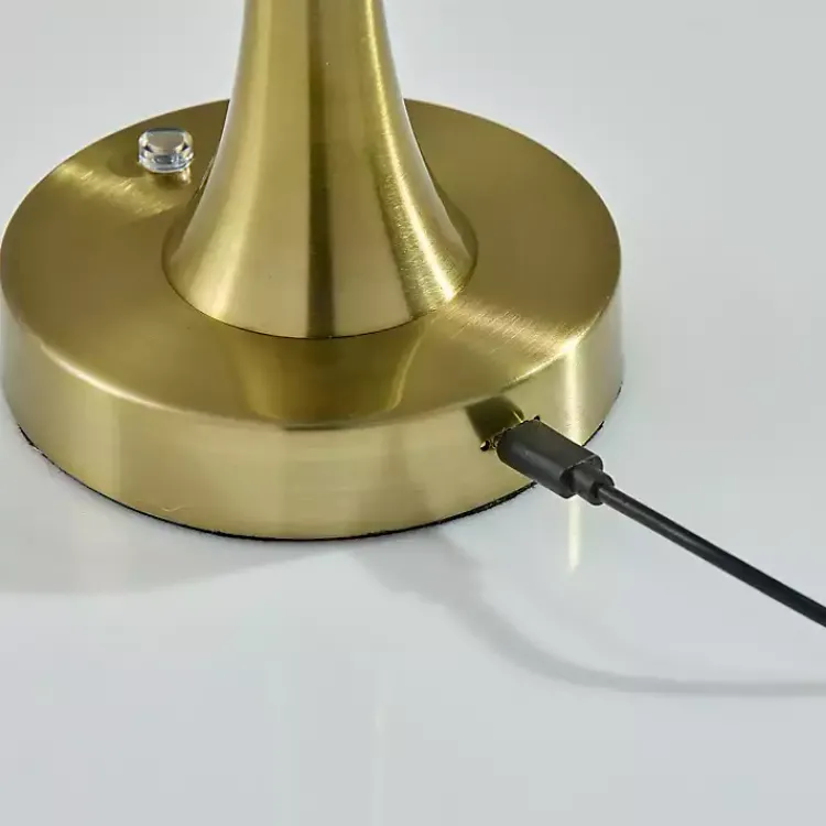 Outdoor Lighting-Kirklands Home Brass Tapered Dome Frosted Light Cordless Lamp Gold