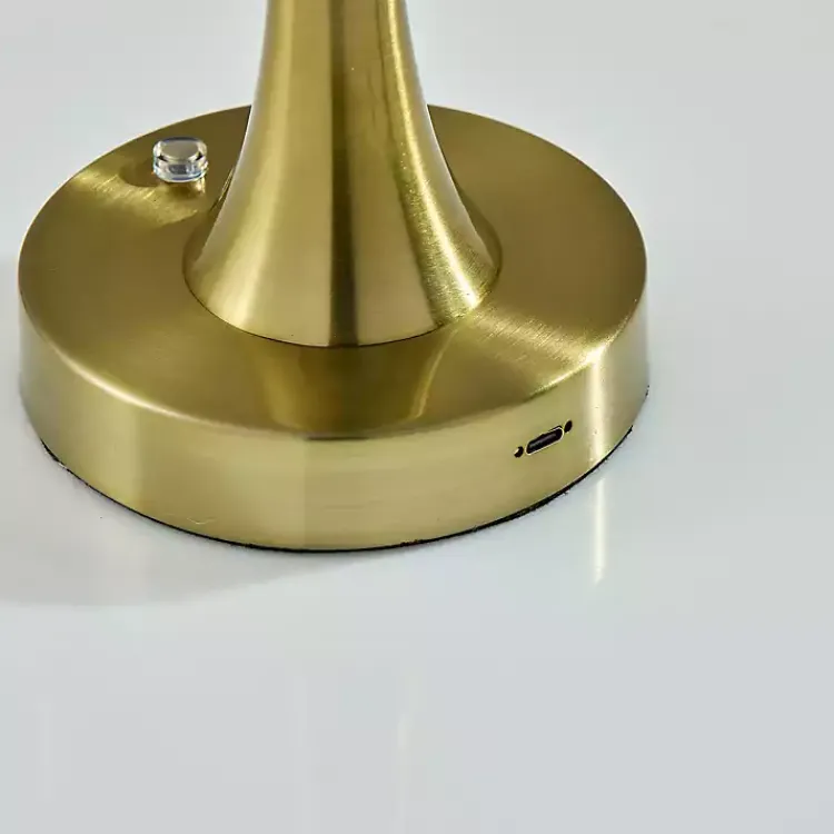 Outdoor Lighting-Kirklands Home Brass Tapered Dome Frosted Light Cordless Lamp Gold