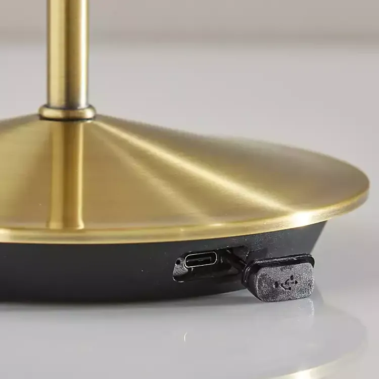 Outdoor Lighting-Kirklands Home Brass Metal Rattan Shade Cordless Table Lamp Gold