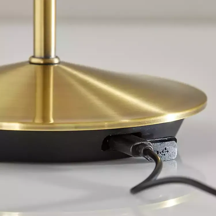 Outdoor Lighting-Kirklands Home Brass Metal Rattan Shade Cordless Table Lamp Gold