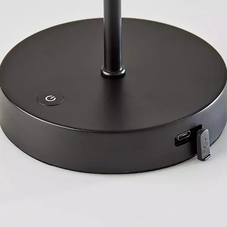 Outdoor Lighting-Kirklands Home Metal Scalloped Shade Cordless Table Lamp Black