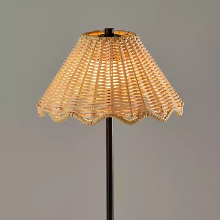 Outdoor Lighting-Kirklands Home Metal Scalloped Shade Cordless Table Lamp Black