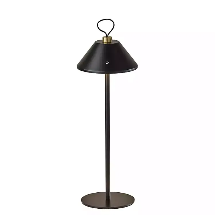 Outdoor Lighting-Kirklands Home Metal Frosted Light Cordless Table Lamp Black