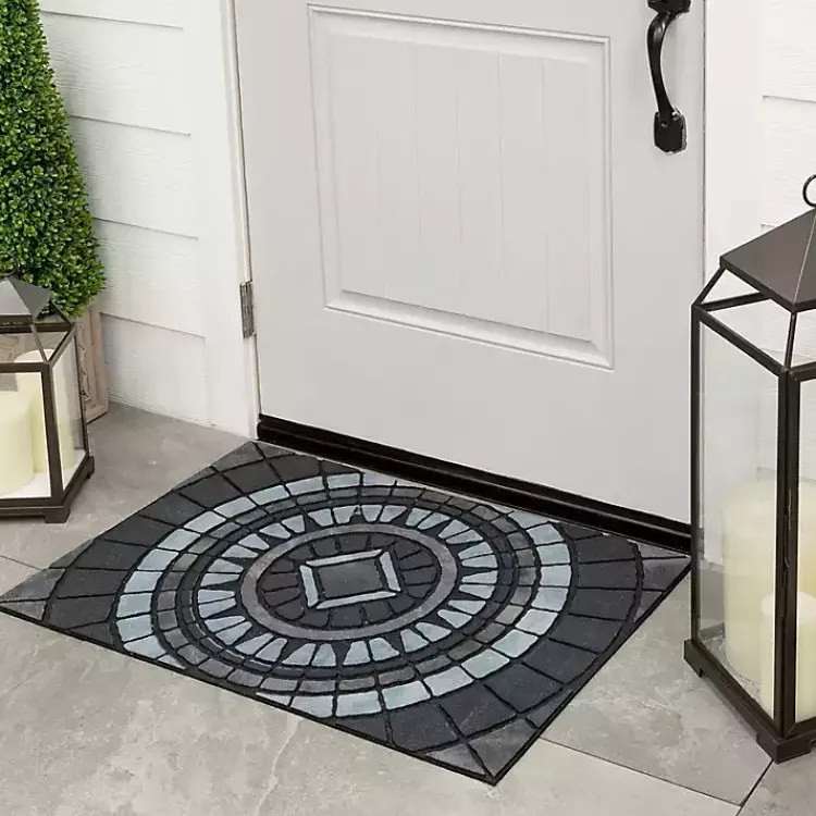 Doormats-Kirklands Home Compass Stone Gray Doormat