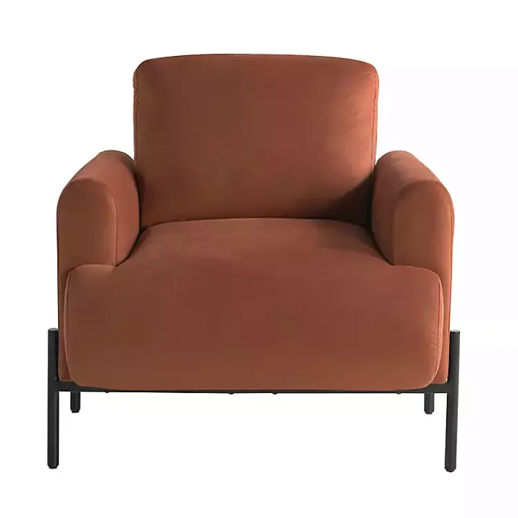 Accent Chairs-Kirklands Home Rust Velvet Upholstered Knox Accent Chair Orange