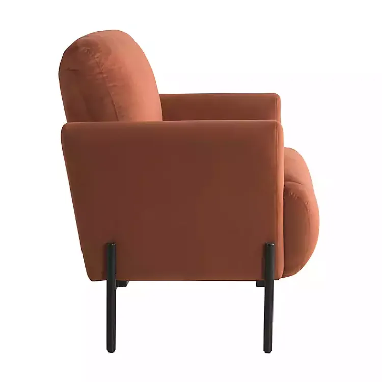 Accent Chairs-Kirklands Home Rust Velvet Upholstered Knox Accent Chair Orange