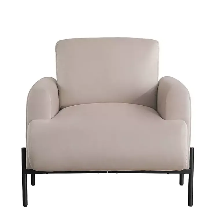 Accent Chairs-Kirklands Home Taupe Velvet Upholstered Knox Accent Chair Tan