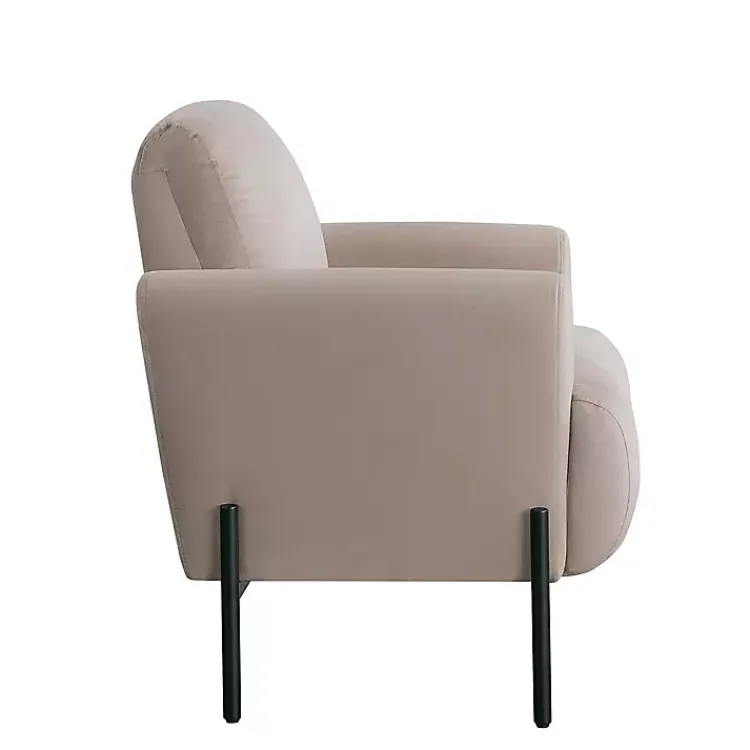Accent Chairs-Kirklands Home Taupe Velvet Upholstered Knox Accent Chair Tan