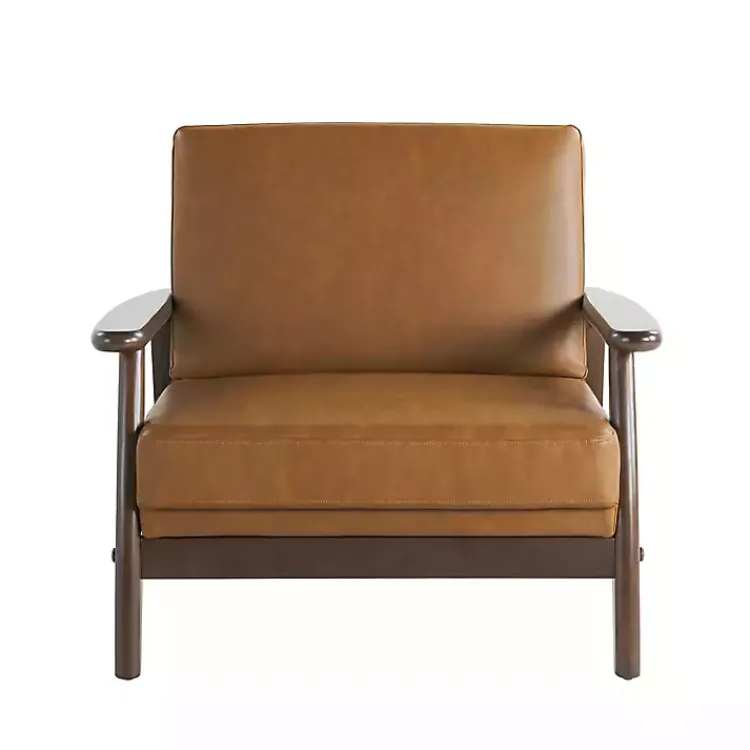 Accent Chairs-Kirklands Home Light Faux Leather Ambon Accent Chair Brown