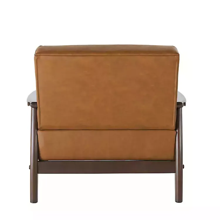 Accent Chairs-Kirklands Home Light Faux Leather Ambon Accent Chair Brown