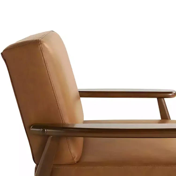 Accent Chairs-Kirklands Home Light Faux Leather Ambon Accent Chair Brown