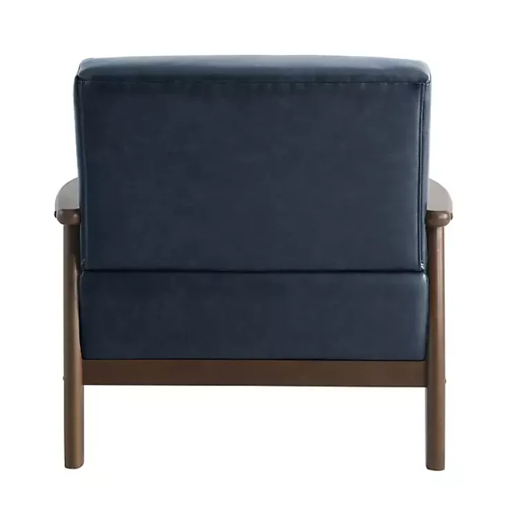 Accent Chairs-Kirklands Home Navy Faux Leather Ambon Accent Chair Blue