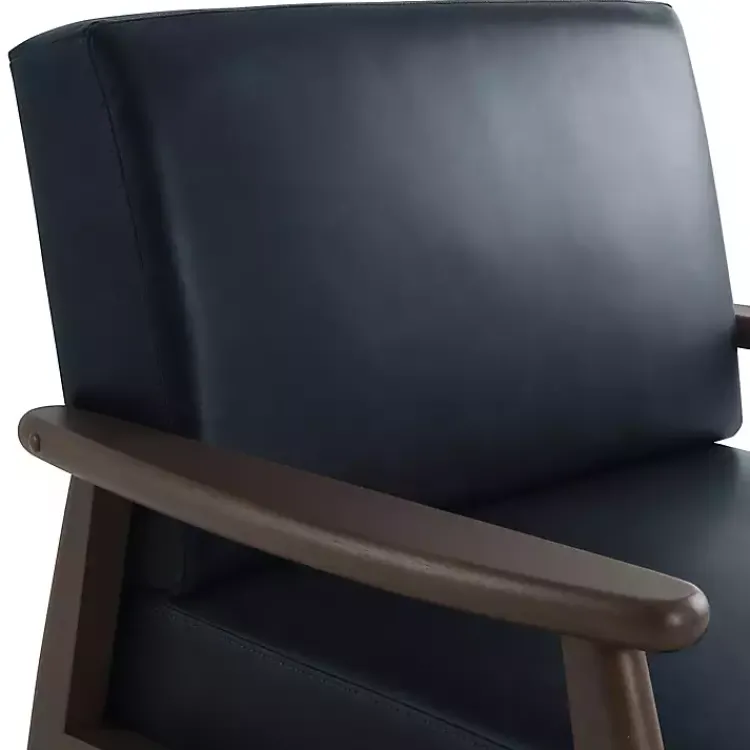 Accent Chairs-Kirklands Home Navy Faux Leather Ambon Accent Chair Blue