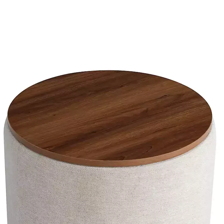 Benches & Ottomans-Kirklands Home Neutral Upholstered Nesting Ottomans, Set of 2 Ivory