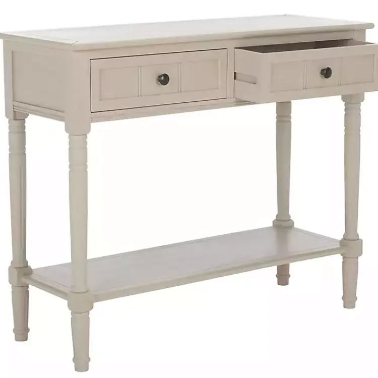 Console Tables-Kirklands Home Vintage 2-Drawer Samantha Console Table Gray
