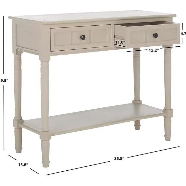 Console Tables-Kirklands Home Vintage 2-Drawer Samantha Console Table Gray