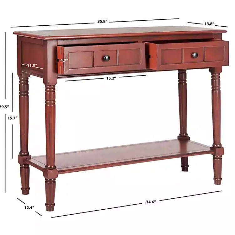 Console Tables-Kirklands Home Warm 2- Drawer Samantha Console Table Red