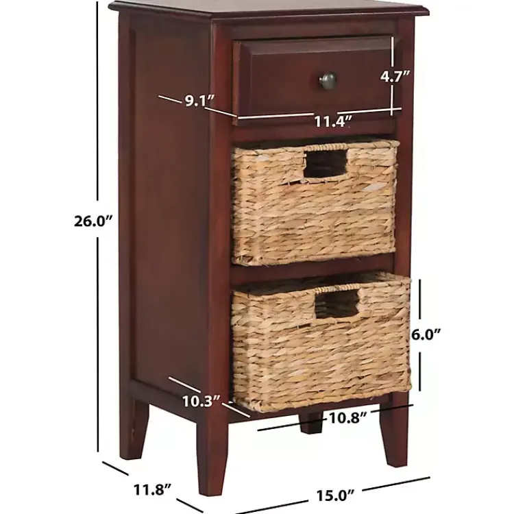 Accent & End Tables-Kirklands Home Cherry Wood Woven Baskets Everly Accent Table Red