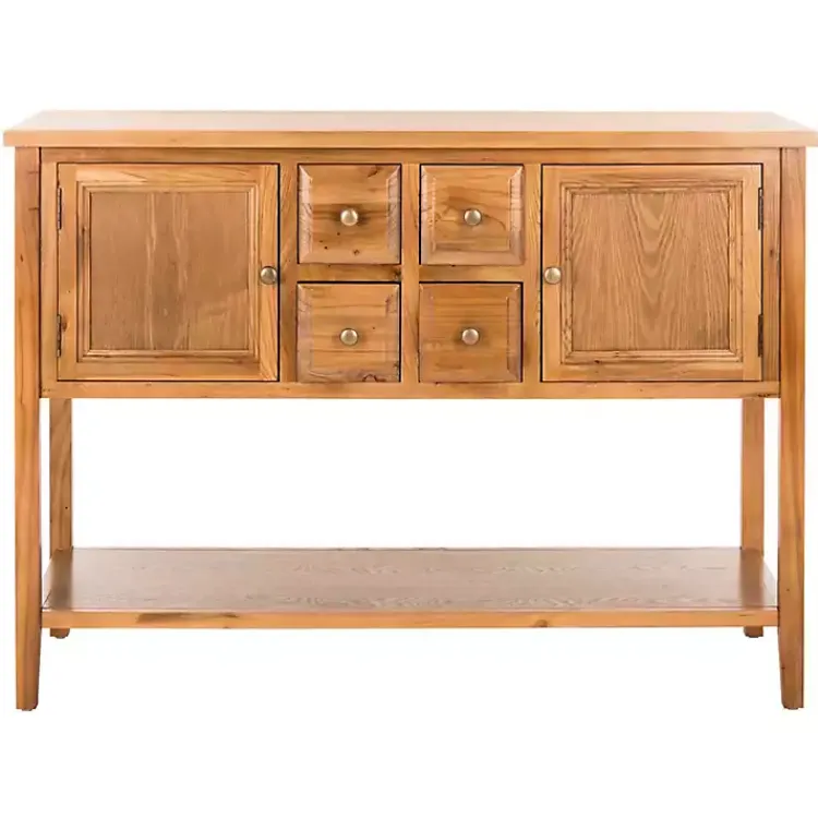 Cabinets & Sideboards-Kirklands Home Natural Oak 4-Drawer Charlotte Sideboard Brown