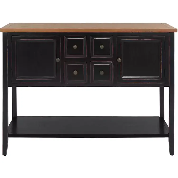 Cabinets & Sideboards-Kirklands Home & Oak 4-Drawer Charlotte Sideboard Black