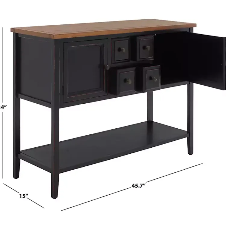 Cabinets & Sideboards-Kirklands Home & Oak 4-Drawer Charlotte Sideboard Black