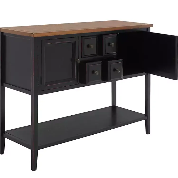 Cabinets & Sideboards-Kirklands Home & Oak 4-Drawer Charlotte Sideboard Black