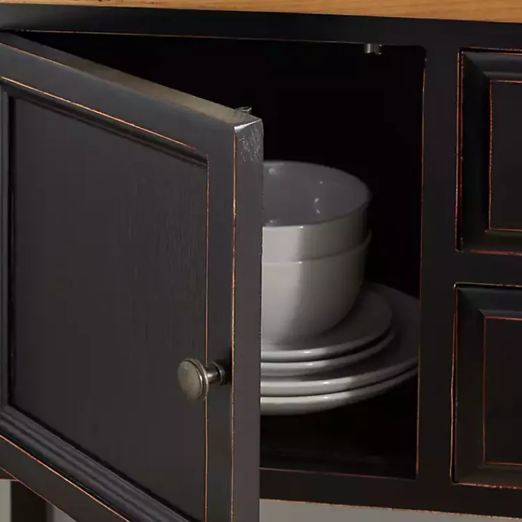 Cabinets & Sideboards-Kirklands Home & Oak 4-Drawer Charlotte Sideboard Black