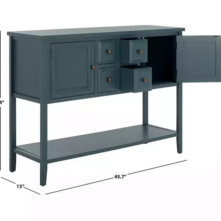 Cabinets & Sideboards-Kirklands Home Slate Teal 4-Drawer Charlotte Sideboard Blue