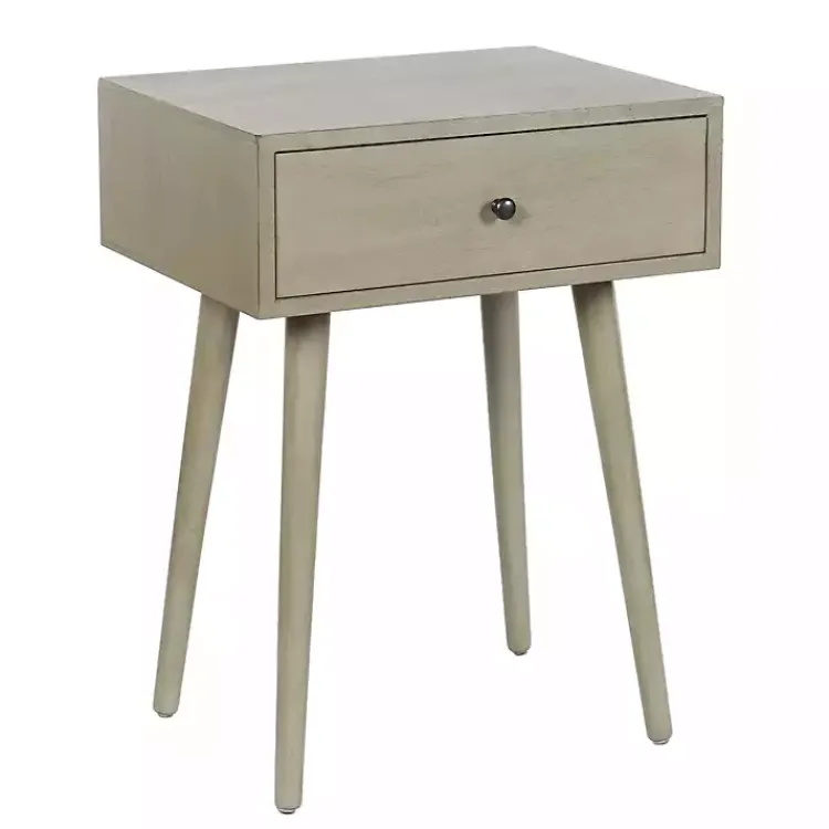 Accent & End Tables-Kirklands Home Natural Wood 1-Drawer Arthur Accent Table Gray