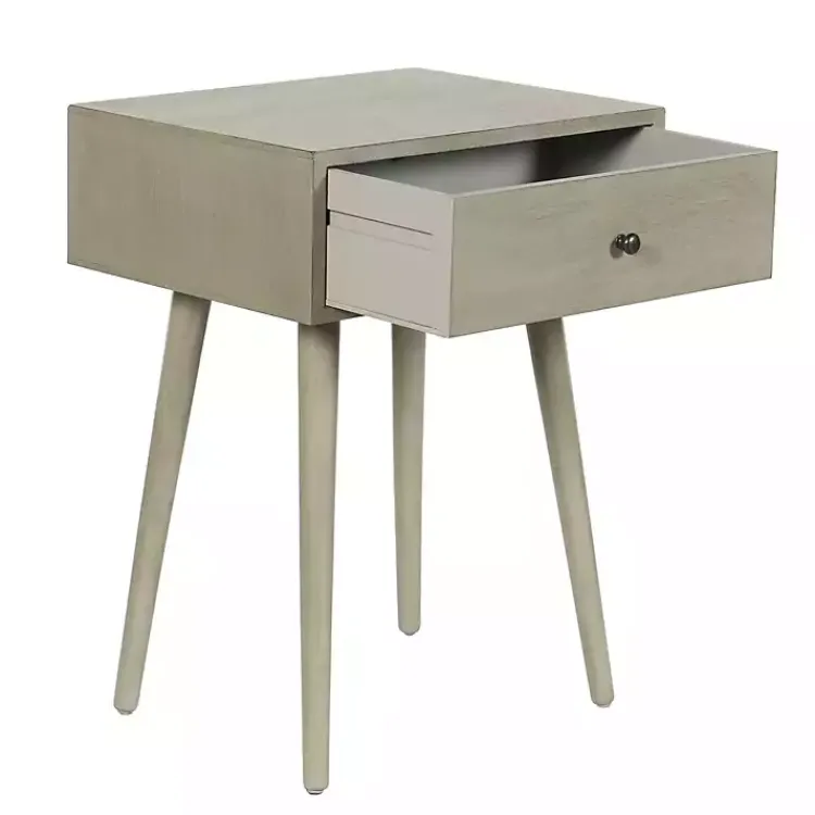 Accent & End Tables-Kirklands Home Natural Wood 1-Drawer Arthur Accent Table Gray