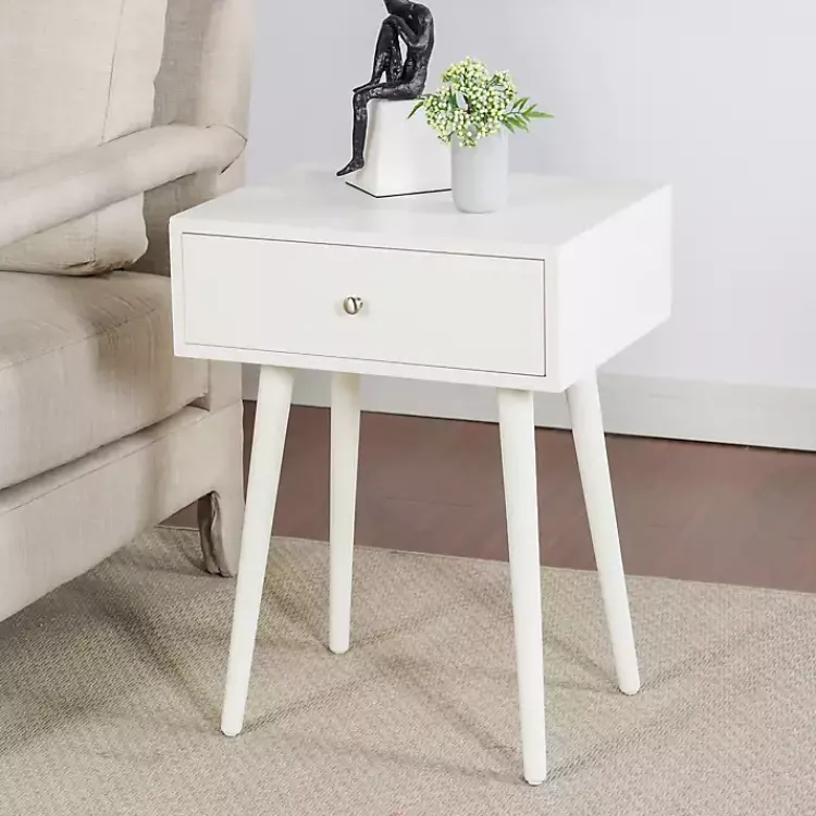 Accent & End Tables-Kirklands Home Wood 1-Drawer Arthur Accent Table White