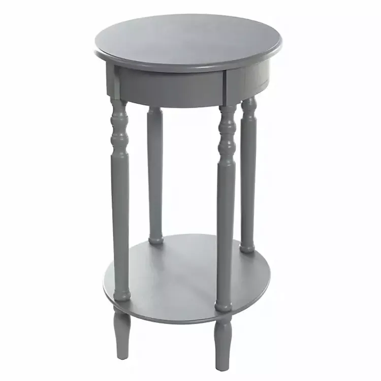 Accent & End Tables-Kirklands Home Wood Oval Emily Accent Table Gray