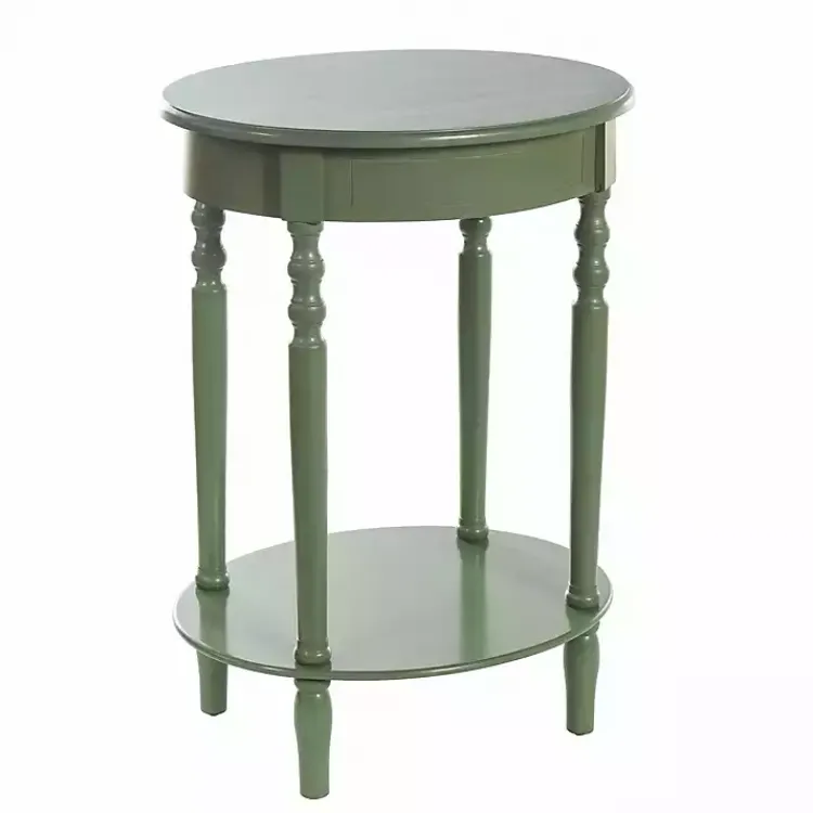 Accent & End Tables-Kirklands Home Wood Oval Emily Accent Table Green