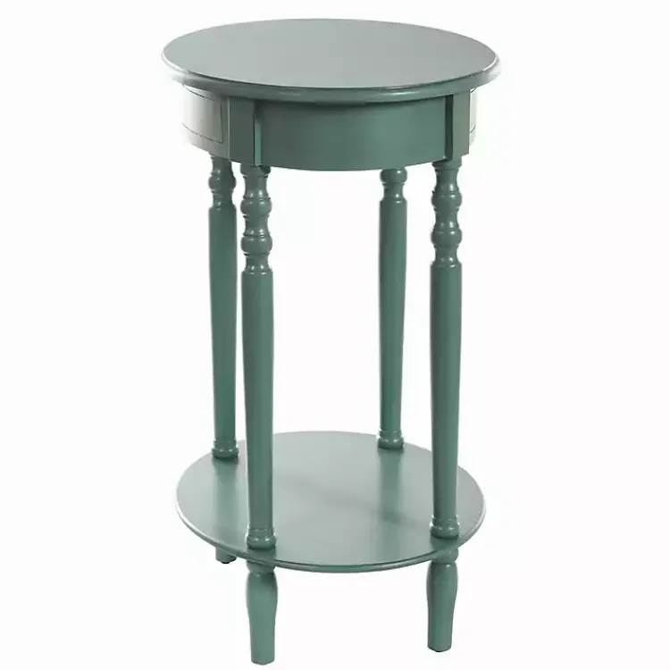 Accent & End Tables-Kirklands Home Turquoise Wood Oval Emily Accent Table Blue