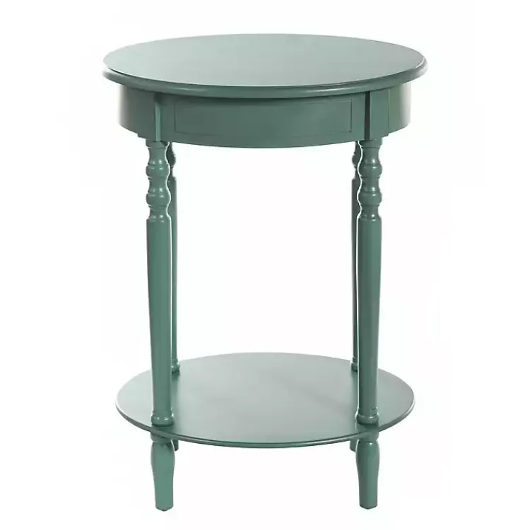 Accent & End Tables-Kirklands Home Turquoise Wood Oval Emily Accent Table Blue
