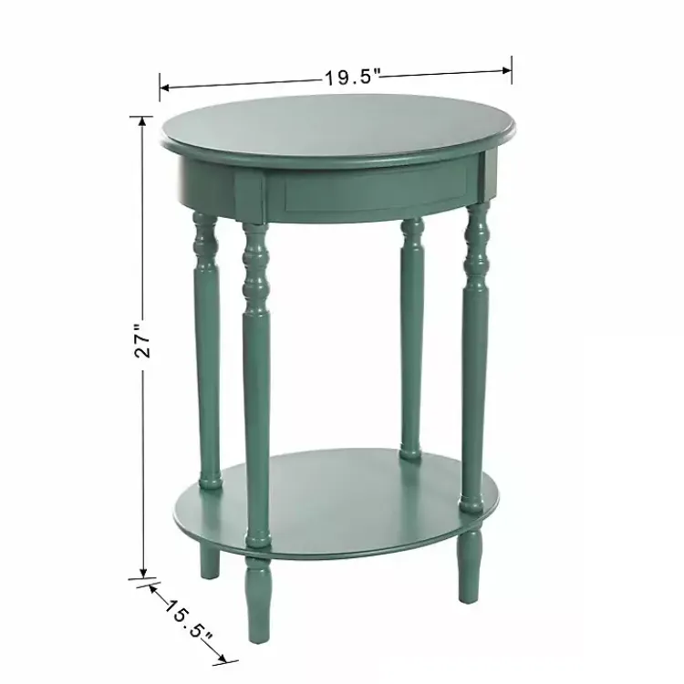 Accent & End Tables-Kirklands Home Turquoise Wood Oval Emily Accent Table Blue