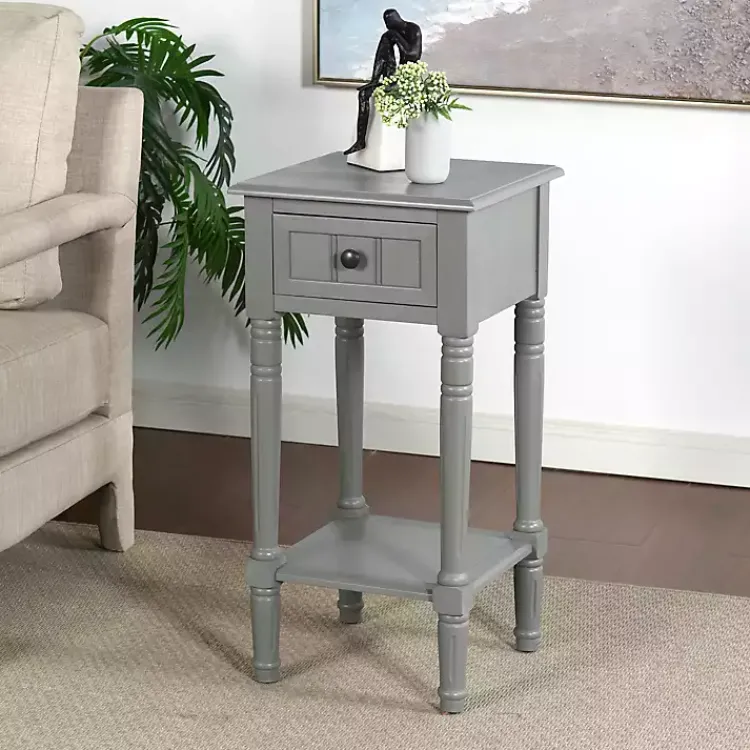 Accent & End Tables-Kirklands Home Wood Square Hampton Accent Table Gray