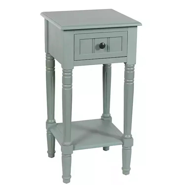 Accent & End Tables-Kirklands Home Light Wood Square Hampton Accent Table Blue