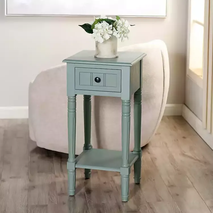 Accent & End Tables-Kirklands Home Light Wood Square Hampton Accent Table Blue