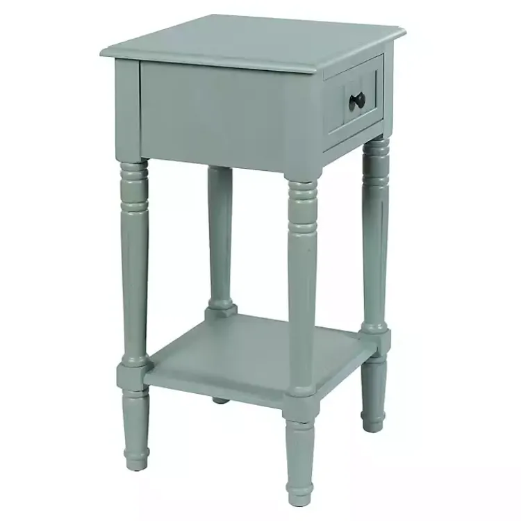Accent & End Tables-Kirklands Home Light Wood Square Hampton Accent Table Blue