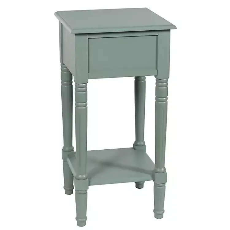 Accent & End Tables-Kirklands Home Light Wood Square Hampton Accent Table Blue