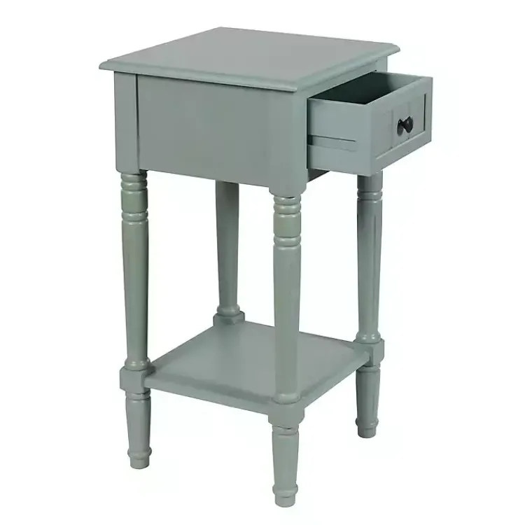 Accent & End Tables-Kirklands Home Light Wood Square Hampton Accent Table Blue