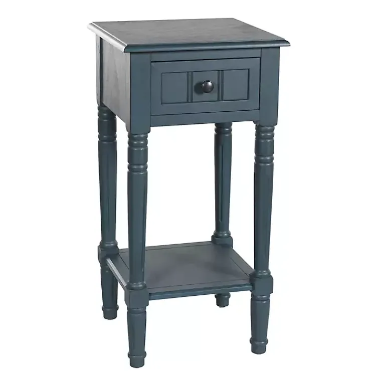 Accent & End Tables-Kirklands Home Navy Wood Square Hampton Accent Table Blue